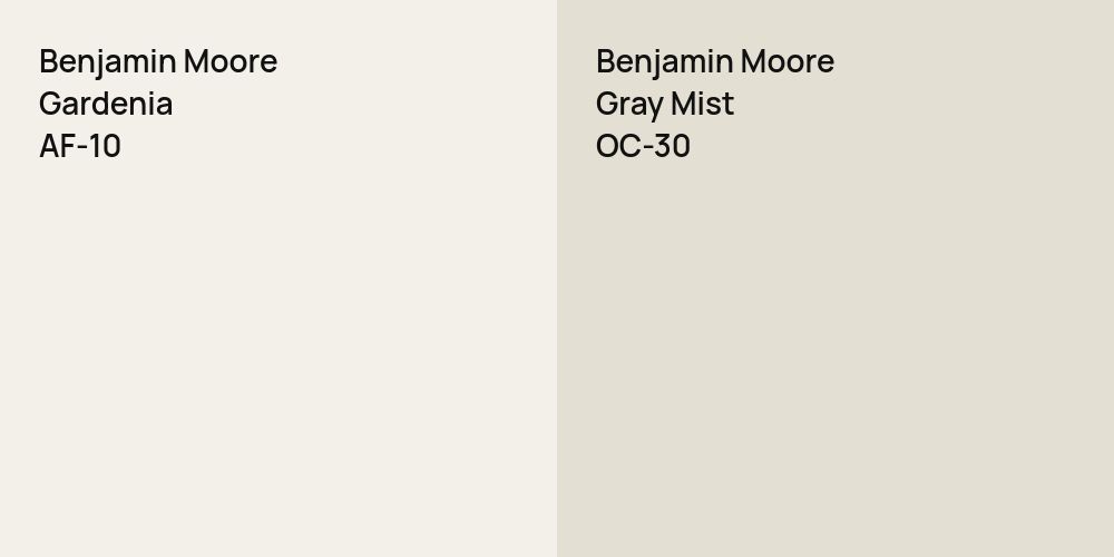 Benjamin Moore Gardenia vs. Benjamin Moore Gray Mist