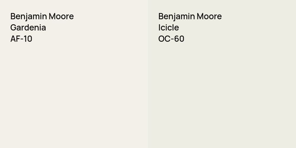 Benjamin Moore Gardenia vs. Benjamin Moore Icicle