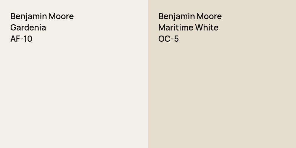 Benjamin Moore Gardenia vs. Benjamin Moore Maritime White