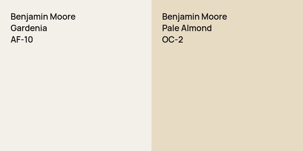 Benjamin Moore Gardenia vs. Benjamin Moore Pale Almond