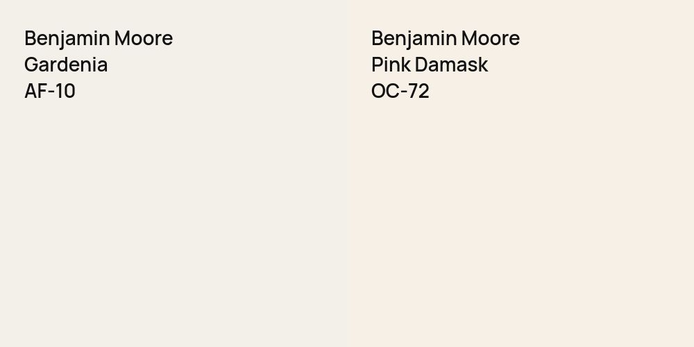 Benjamin Moore Gardenia vs. Benjamin Moore Pink Damask