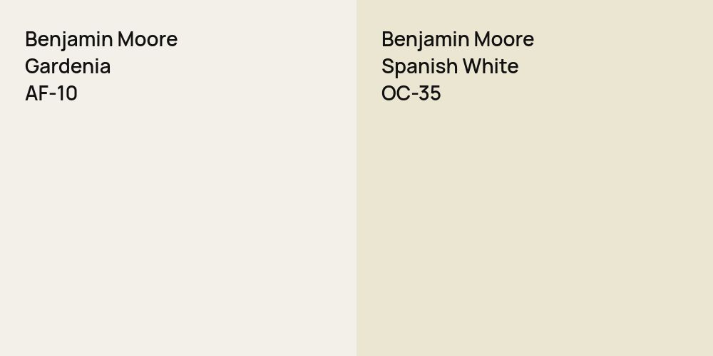 Benjamin Moore Gardenia vs. Benjamin Moore Spanish White