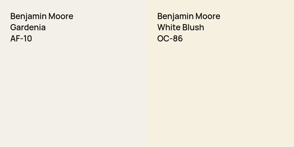 Benjamin Moore Gardenia vs. Benjamin Moore White Blush