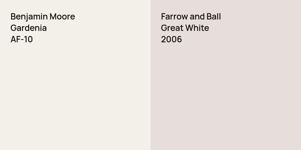 Benjamin Moore Gardenia vs. Farrow and Ball Great White