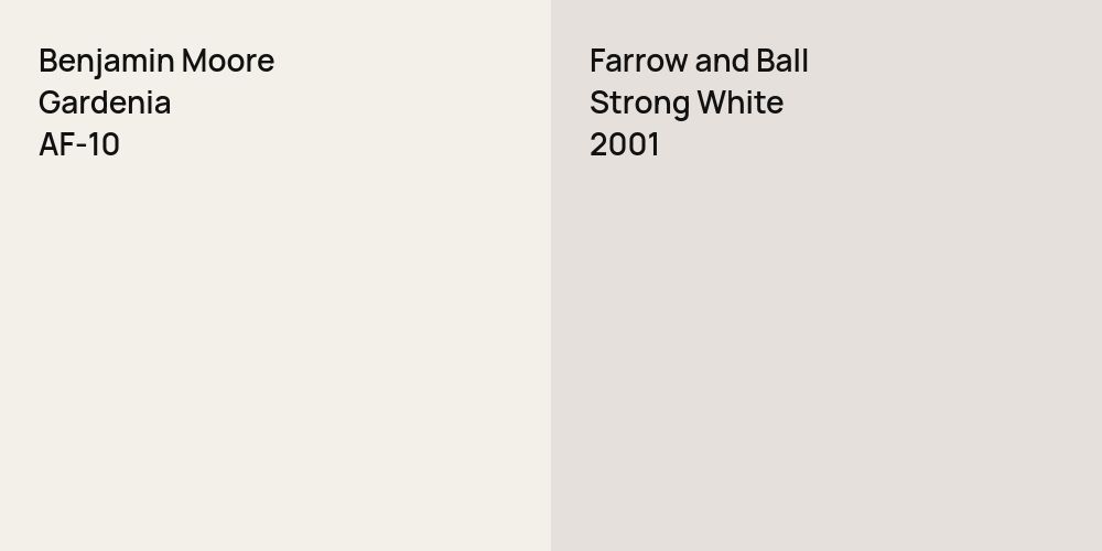 Benjamin Moore Gardenia vs. Farrow and Ball Strong White