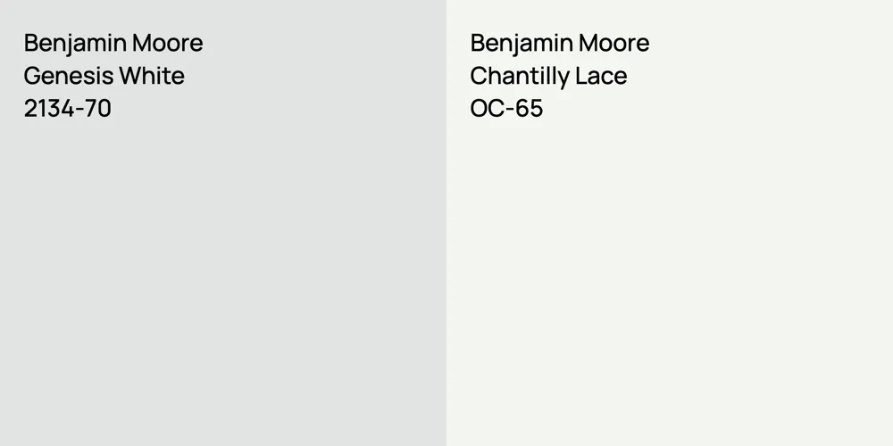 Benjamin Moore Genesis White vs. Benjamin Moore Chantilly Lace