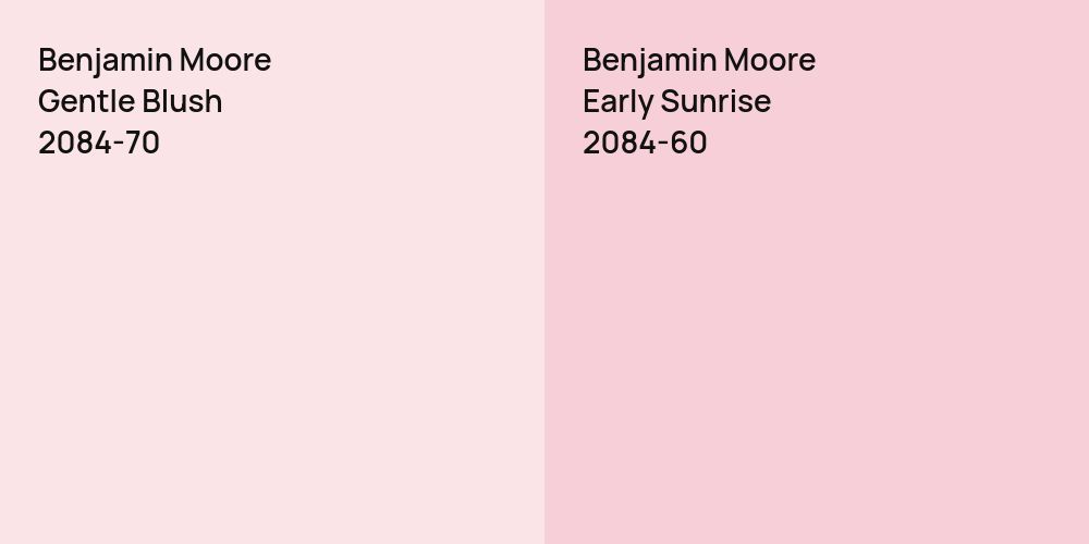 Benjamin Moore Gentle Blush vs. Benjamin Moore Early Sunrise