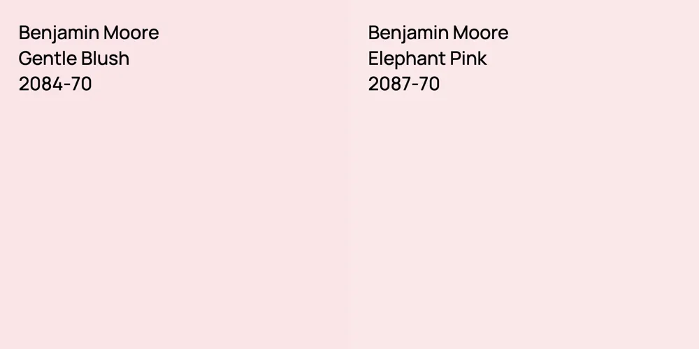 Benjamin Moore Gentle Blush vs. Benjamin Moore Elephant Pink