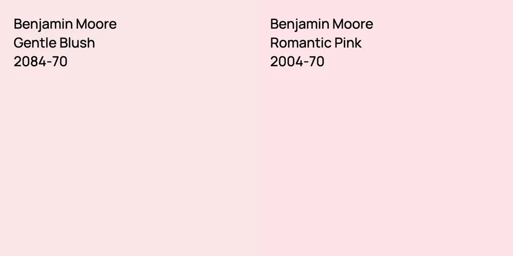 Benjamin Moore Gentle Blush vs. Benjamin Moore Romantic Pink