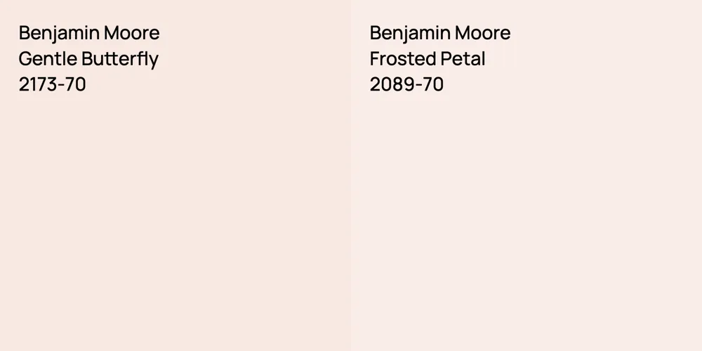 Benjamin Moore Gentle Butterfly vs. Benjamin Moore Frosted Petal