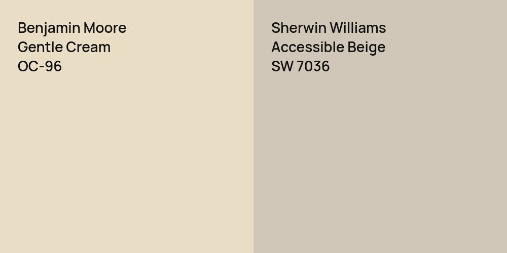 Benjamin Moore Gentle Cream vs. Sherwin Williams Accessible Beige