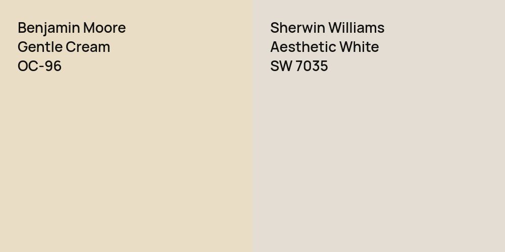 Benjamin Moore Gentle Cream vs. Sherwin Williams Aesthetic White