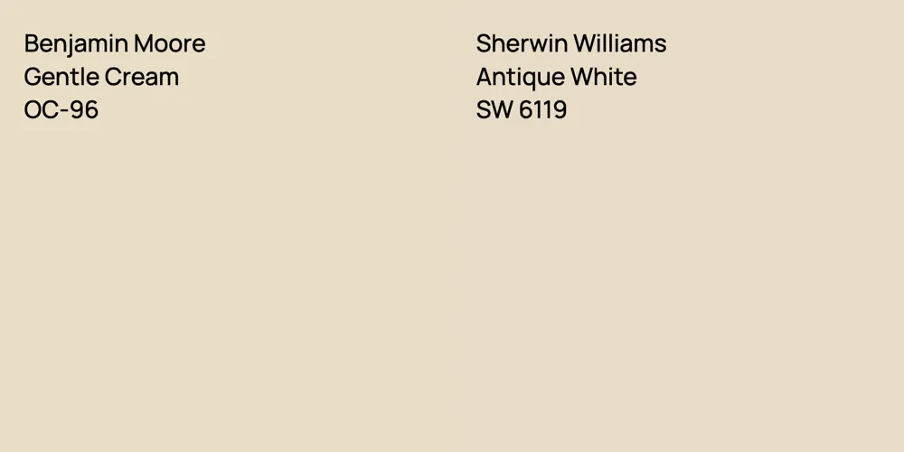 Benjamin Moore Gentle Cream vs. Sherwin Williams Antique White