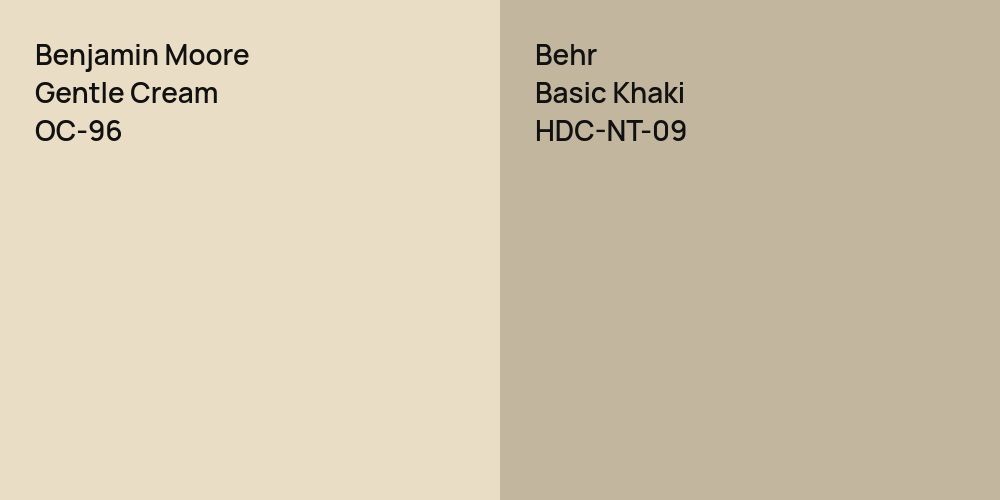 Benjamin Moore Gentle Cream vs. Behr Basic Khaki