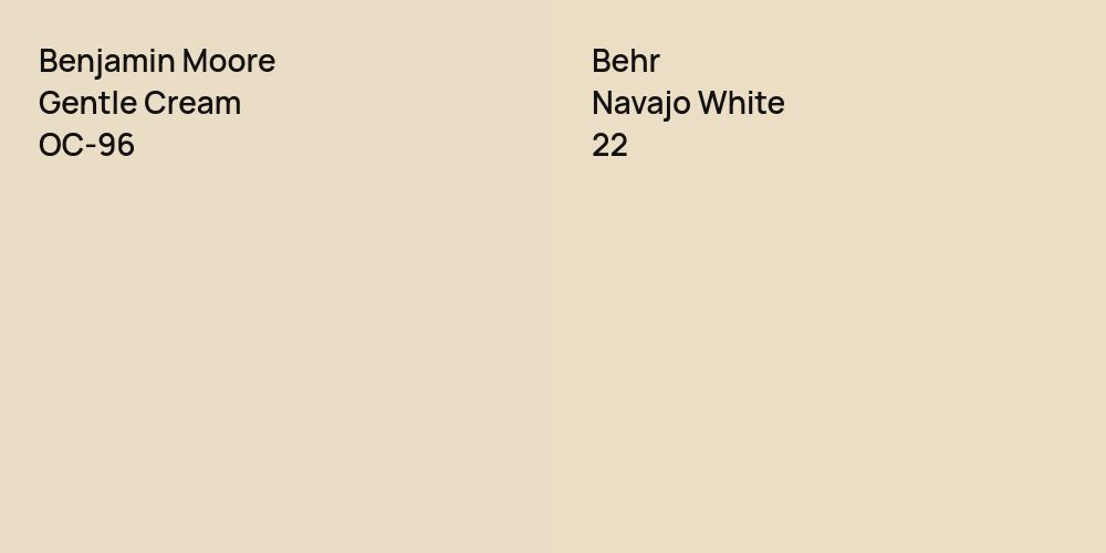 Benjamin Moore Gentle Cream vs. Behr Navajo White