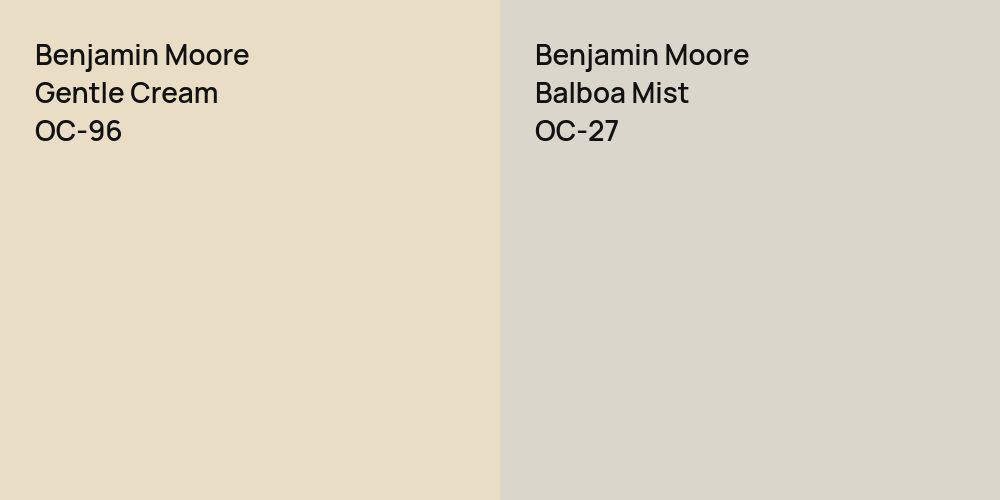 Benjamin Moore Gentle Cream vs. Benjamin Moore Balboa Mist