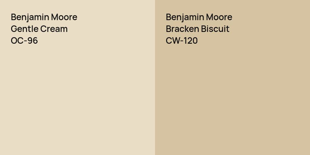 Benjamin Moore Gentle Cream vs. Benjamin Moore Bracken Biscuit