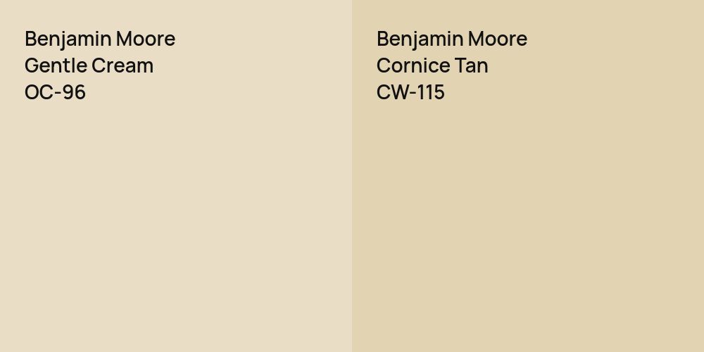 Benjamin Moore Gentle Cream vs. Benjamin Moore Cornice Tan