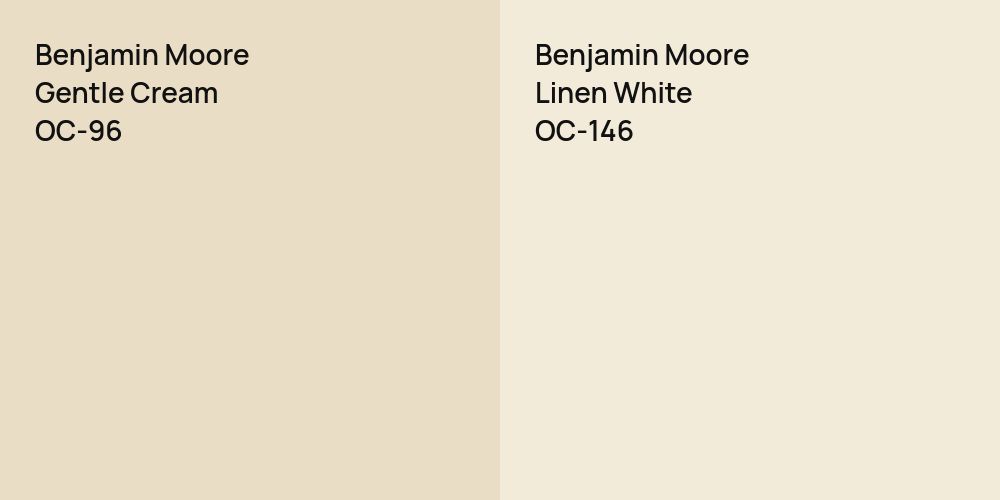 Benjamin Moore Gentle Cream vs. Benjamin Moore Linen White