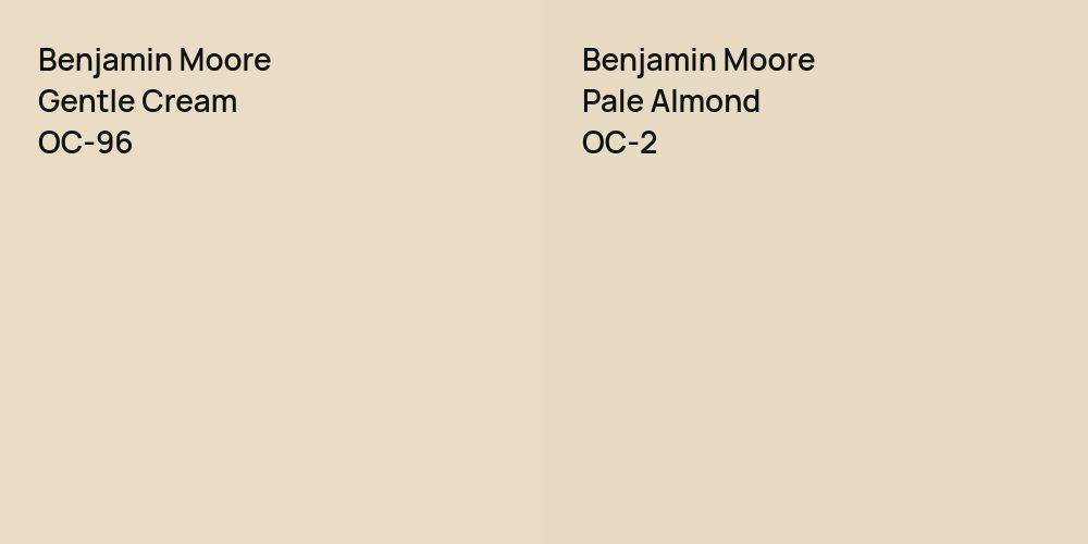 Benjamin Moore Gentle Cream vs. Benjamin Moore Pale Almond