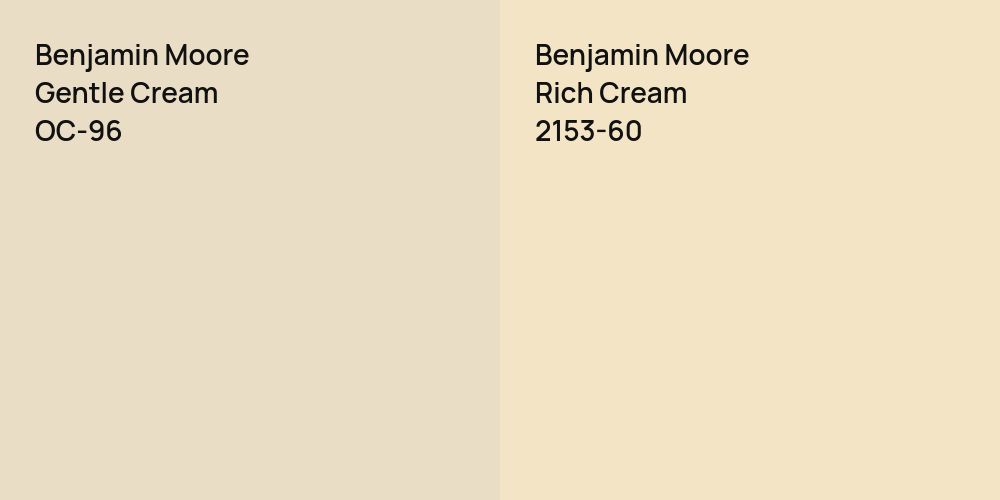 Benjamin Moore Gentle Cream vs. Benjamin Moore Rich Cream