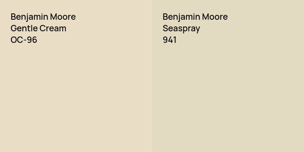 Benjamin Moore Gentle Cream vs. Benjamin Moore Seaspray