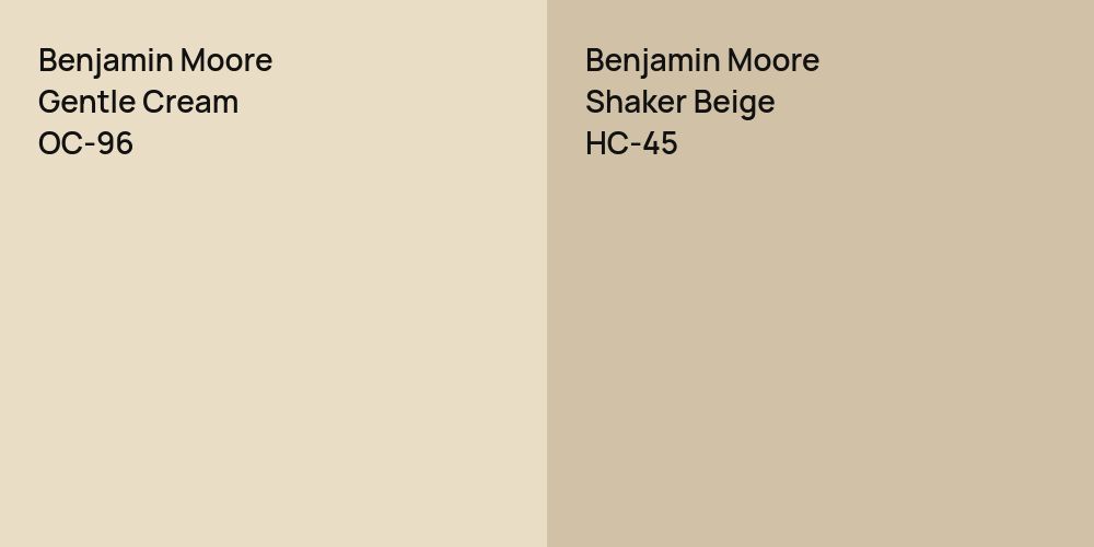 Benjamin Moore Gentle Cream vs. Benjamin Moore Shaker Beige