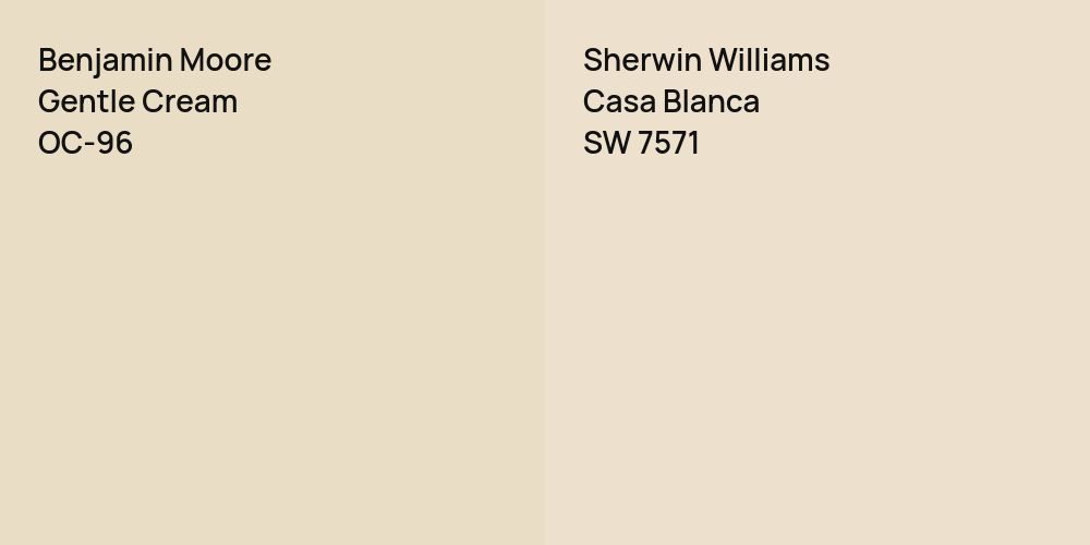 Benjamin Moore Gentle Cream vs. Sherwin Williams Casa Blanca