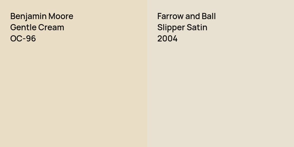 Benjamin Moore Gentle Cream vs. Farrow and Ball Slipper Satin