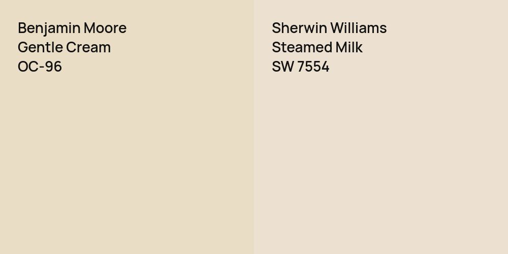 Benjamin Moore Gentle Cream vs. Sherwin Williams Steamed Milk