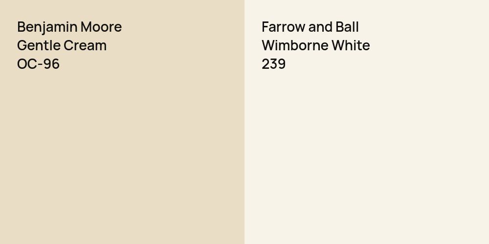 Benjamin Moore Gentle Cream vs. Farrow and Ball Wimborne White