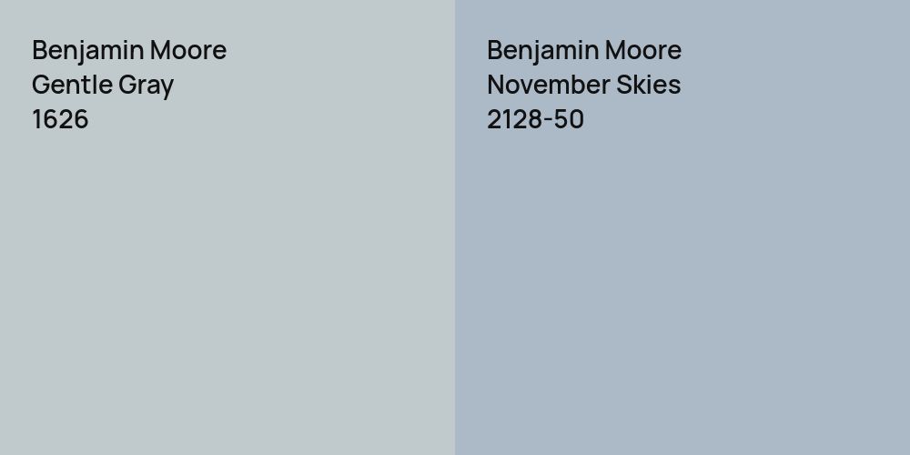 Benjamin Moore Gentle Gray vs. Benjamin Moore November Skies