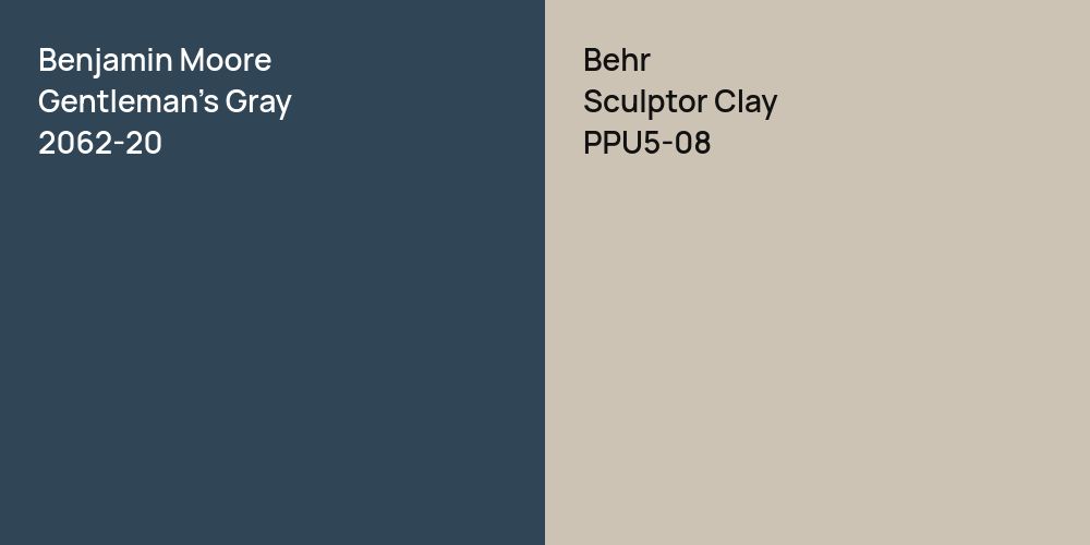 Benjamin Moore Gentleman's Gray vs. Behr Sculptor Clay