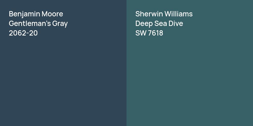 Benjamin Moore Gentleman's Gray vs. Sherwin Williams Deep Sea Dive