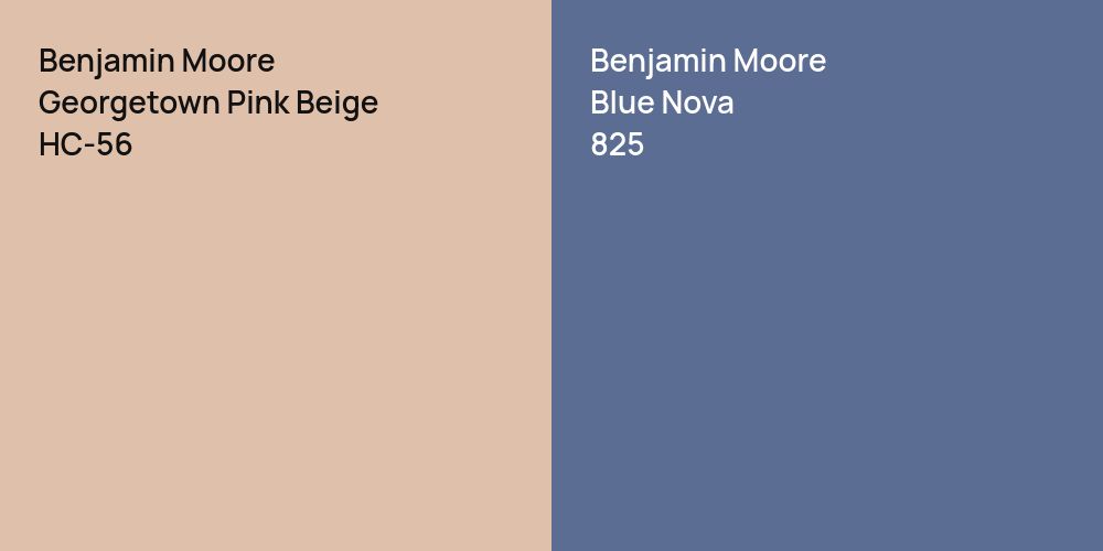 Benjamin Moore Georgetown Pink Beige vs. Benjamin Moore Blue Nova