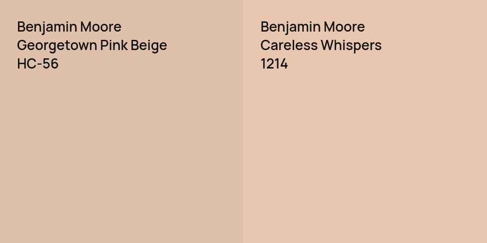 Benjamin Moore Georgetown Pink Beige vs. Benjamin Moore Careless Whispers