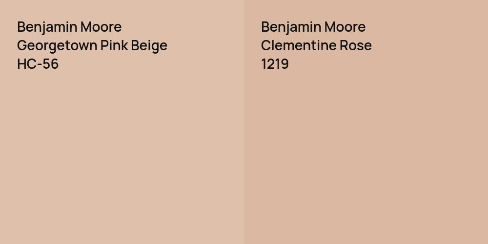 Benjamin Moore Georgetown Pink Beige vs. Benjamin Moore Clementine Rose