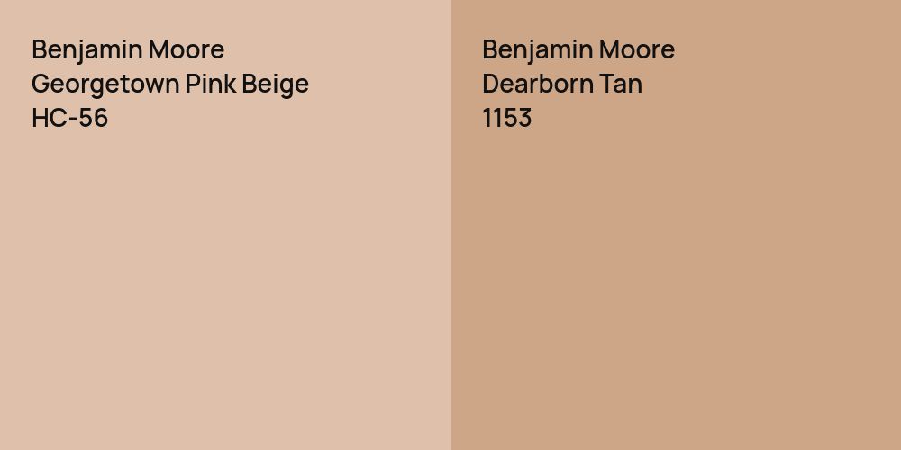 Benjamin Moore Georgetown Pink Beige vs. Benjamin Moore Dearborn Tan