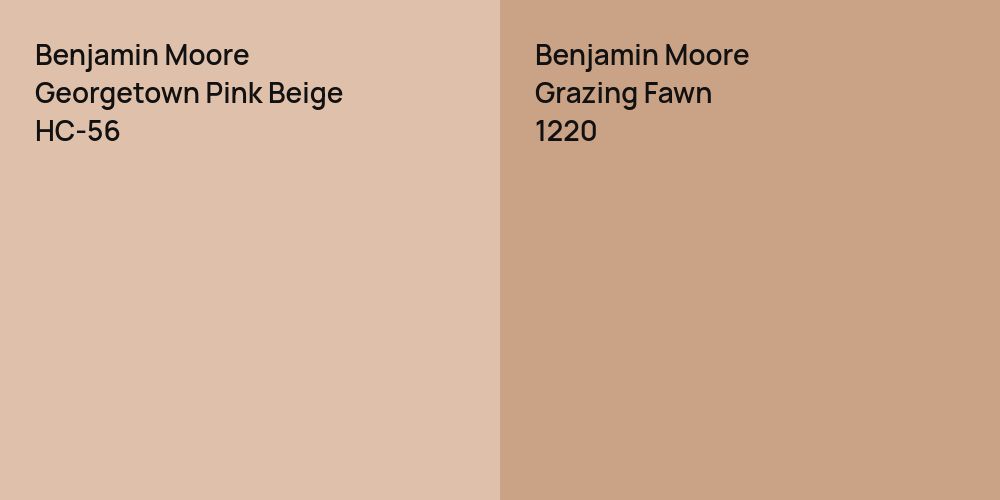 Benjamin Moore Georgetown Pink Beige vs. Benjamin Moore Grazing Fawn