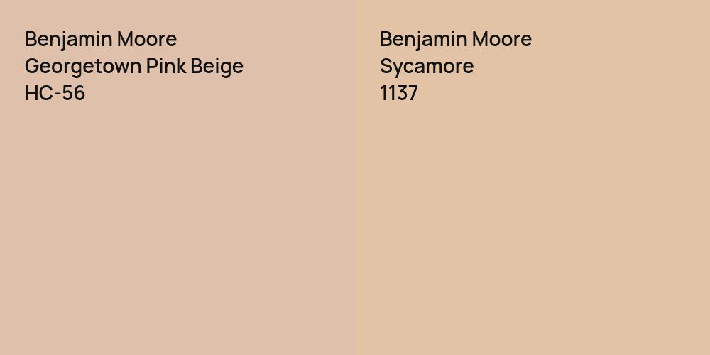 Benjamin Moore Georgetown Pink Beige vs. Benjamin Moore Sycamore