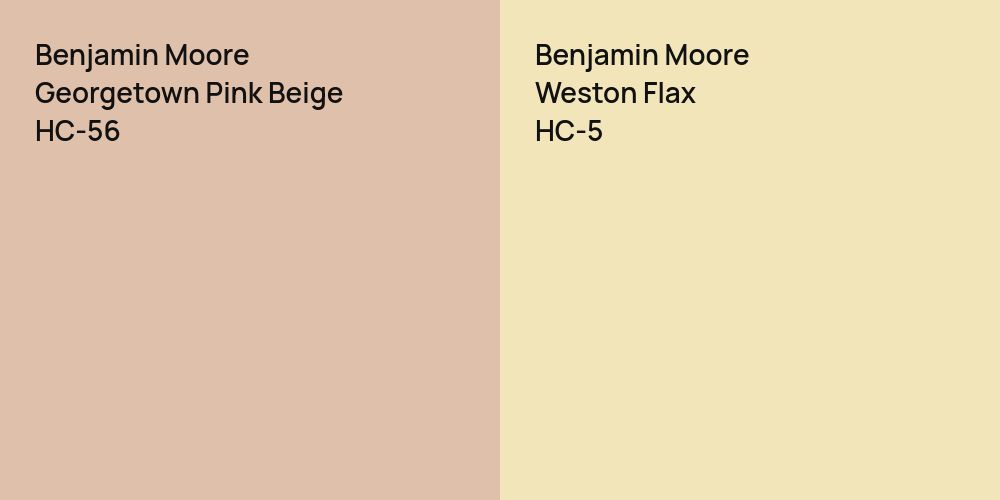 Benjamin Moore Georgetown Pink Beige vs. Benjamin Moore Weston Flax