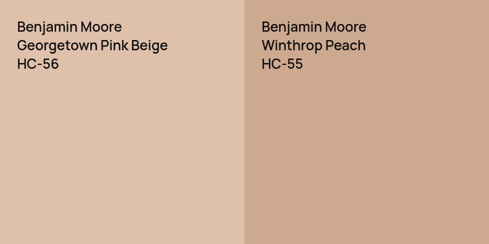 Benjamin Moore Georgetown Pink Beige vs. Benjamin Moore Winthrop Peach