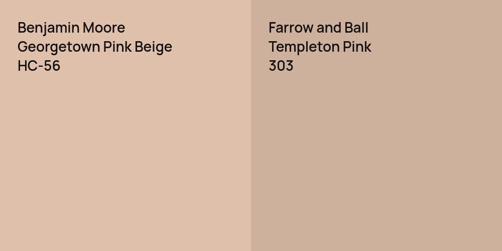 Benjamin Moore Georgetown Pink Beige vs. Farrow and Ball Templeton Pink