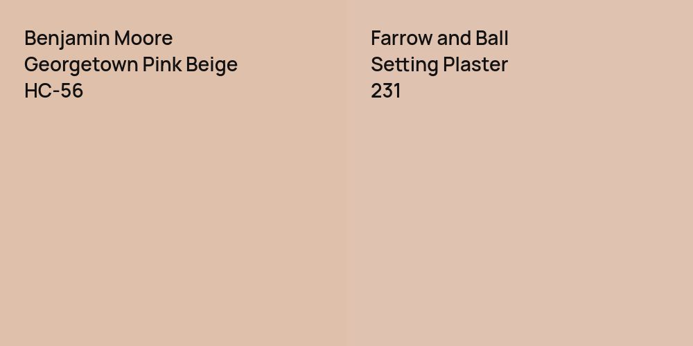 Benjamin Moore Georgetown Pink Beige vs. Farrow and Ball Setting Plaster