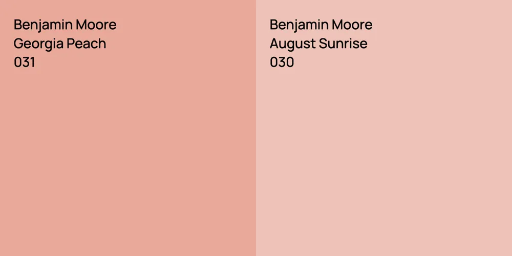 Benjamin Moore Georgia Peach vs. Benjamin Moore August Sunrise