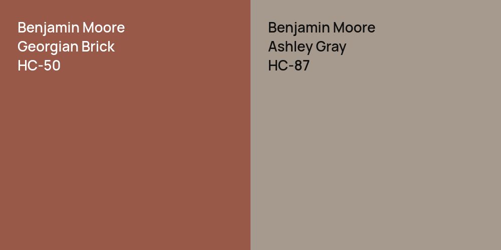 Benjamin Moore Georgian Brick vs. Benjamin Moore Ashley Gray