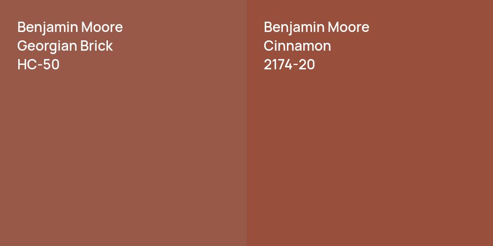 Benjamin Moore Georgian Brick vs. Benjamin Moore Cinnamon