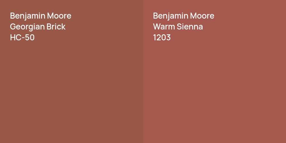 Benjamin Moore Georgian Brick vs. Benjamin Moore Warm Sienna