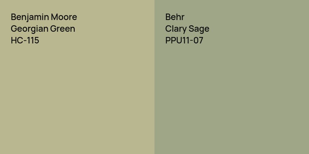 Benjamin Moore Georgian Green vs. Behr Clary Sage