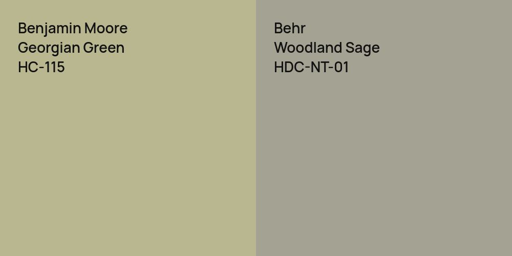 Benjamin Moore Georgian Green vs. Behr Woodland Sage